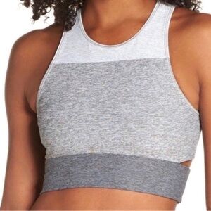 Outdoor Voices Colorblock Sports Bra - Light gray, light blue and pink